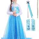 Princess Costume Princess Dresses for Girls Dress up Fancy Halloween Christmas for Toddler (8-9 Years, Blue-news)