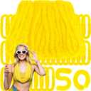 Janinka 50 Pcs Hawaiian Leis for Luau Party, Soft Twist Tropical Flower Necklaces 36 Inch Plastic Lei for Summer Beach, Pool Parties and Tropical Themed Events(Yellow)