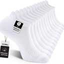 FITRELL 6 Pack Men's Athletic Running Ankle Socks Low Cut Cushioned Wicking Anti-Blister Breathable Sport Socks (Large, White)