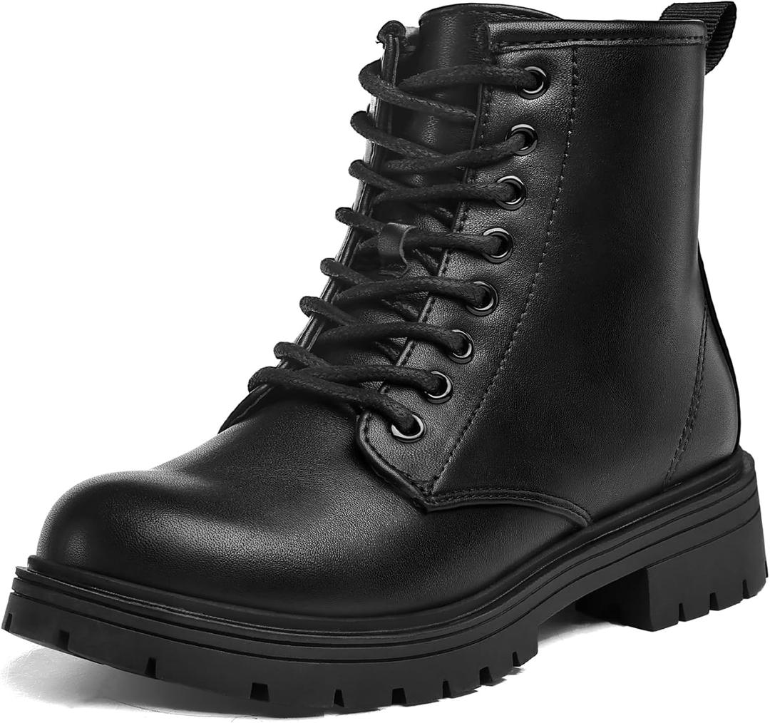 K KomForme Boys Girls Ankle Boots Lace Up Side Zipper Waterproof Combat Shoes Toddler/Little Kid/Big Kid, 10 Toddlers