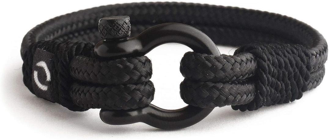Mens Rope Bracelet - Stainless Steel Black Shackle, Extremely Durable and Scratch Resistant Waterproof Paracord, Handmade, Nautical Wristband for Men, Item Display Length: 6.25 Inches