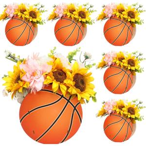 Cinnvoice 6 Pcs Wooden Centerpieces for Tables Baby Shower Decorations Tabletop Boxes Party Favor for Birthday Baby Shower Wedding Garden Tea Party(Basketball)