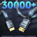 ARISKEEN 8K HDMI Cable 40FT, 48Gbps High Speed HDMI 2.1 Cable, 8K 60Hz, 4K 120Hz 144Hz Support for HDR 10, HDCP 2.2 2.3, eARC, DTS:X, Braided HDMI Cord Compatible with Laptop/HDTV/Monitor - 40 Feet