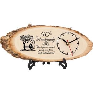 BeauGift 40th Anniversary Wedding Gifts for Husband Wife Couple, 40th Wedding Anniversary Clock Gift for Him Her, 40th Anniversary Decorations Wooden Clock