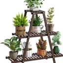 Plant Stand Indoor Plant Shelf Outdoor bamboo Plant Rack, 3 Tiers Ladder Plant Holder Flower Stand for Living Room Balcony Garden Patio,Living Room Boho Home Decor for Gardening Gifts (Brown)