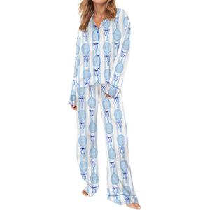 SHESHOW Satin Pajamas for Women Set Long Sleeve Button Down Sleepwear 2 Piece Nightwear Women Pjs Sets (Small, Striped)