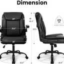 NEO CHAIR Desk Office Gaming Computer Chair Ergonomic Executive Mid-Back Leather with Adjustable Padded Flip-Up Armrests Cushion Wheels Swivel for Home Study Task (Black White)