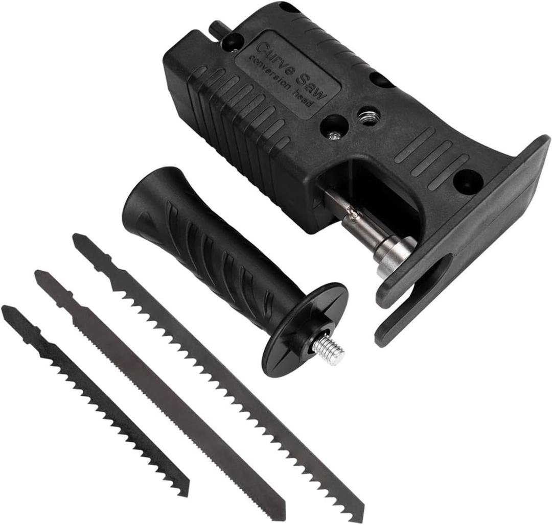 Electric Drill to Reciprocating Saw Adapter with 3 Blades, Portable Electric Drill Modified Tool Attachment, Chainsaw Conversion Head Kit With handle for Wood, Metal, PVC Cutting