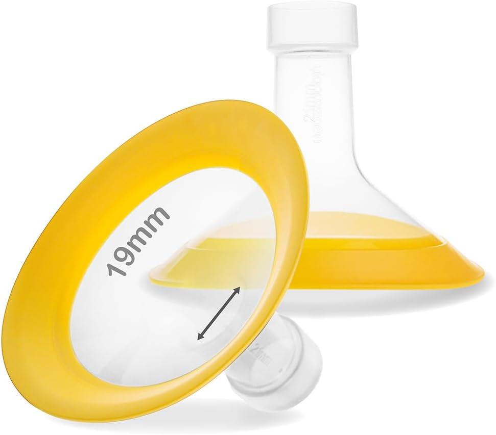 Nenesupply 19mm Oval Flanges Compatible with Medela Breast Pump Parts Replace 19mm Medela Flange Accessories. Work with Pump in Style Parts Symphony Parts Swing Maxi Harmony and Personalfit Flex