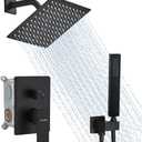 Matte Black Shower System, 8 Inch High Pressure Rain Shower with Handheld, Wall Mount Shower Faucet Set for Bathroom, Rough-in Valve Body and Trim Included