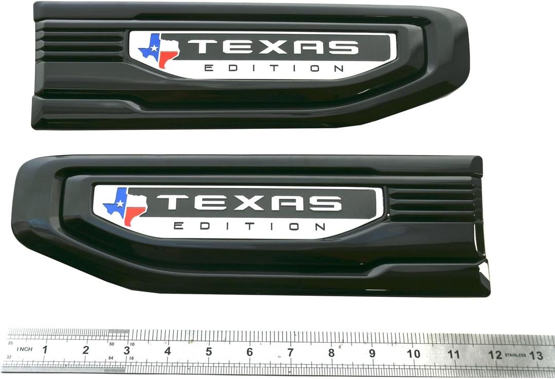 Pair New Texas Edition Vent Emblems Kit 3D Driver Passenger Side Badge Compatible with 2019-2025 Sierra GM 85160715 86532094 (Black line)