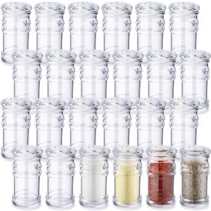 24 Pcs Plastic Salt and Pepper Shakers Bulk Spices Shakers with Perforated Lid Seasonings Containers Clear Empty Salt Bottles for Home Restaurant Kitchen(White,2 oz)