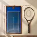 Wooden Tennis Racket Display Frame with Australian Open Background | Walnut Base & Copper Hooks, Showcase Your Racket in Style, with Four Famous Stadium Backgrounds, for Living Room, Bedroom