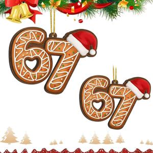  1.01 Fl Oz (Pack of 2)Christmas 67 Acrylic Ornament, Six Seven Funny Xmas Holiday Ornament,Funny 67 Meme OrnamentSanta Ornaments for Christmas Tree, FunnyTeen Gift(2PCS/tyle A)