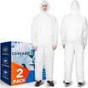 CAREGY Hazmat Suits Protective Coveralls with Hood, Heavy Duty Full Body Painters Suit for Men & Women (X-Large)