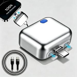 Smart Auto Disconnect Charger with USB-C Cable, 140W Auto Shut Off Phone Charger, PD3.1 Passthrough, Dual-Mode, Full Charge Disconnector for Phones, Laptops and Tablets and More