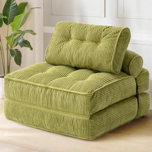 Folding Sofa Bed, Convertible Foldable Chair Bed, Floor Couch for Adults, Comfy Floor Sofa Small Couches for Small Spaces, Green
