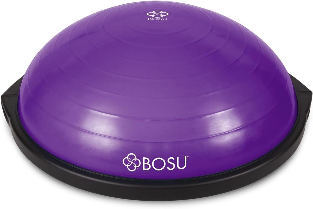 Bosu Balance Ball Exercise Trainer, Home Gym Equipment w/ Guided Workouts & Pump, 26", Blue - Inflatable Fitness Platform for Strength Training, Standing, Balancing, and Core Workout (Purple/Black)