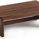 FANATU Extra Wide 26in Wooden Step Stool, Heavy Duty One Step Stool for Adults and Seniors, Holds Up to 550 lbs, Reinforced Cross Bar, Non-Skid Surface (Walnut)