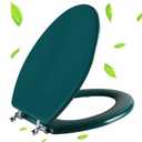 Angol Shiold Wood Toilet Seat, Zinc Alloy Hinges (Elongated, Dark Green)