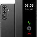 for Samsung Galaxy A35 Case Flip Leather Cover Clear S-View, for Samsung A35 Phone Case Smart Window Hard Flip Shockproof Protective Cover for Samsung 5G A35 Case Clear View (Black)