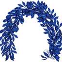 3 Pcs 6FT Christmas Garland Blue Glittered Artificial Magnolia Leaves for Mantle Christmas Tree Decorations Indoor Outdoor Hanging Garland Ornaments Garden Door Wall Window Stair Holiday Home Decor