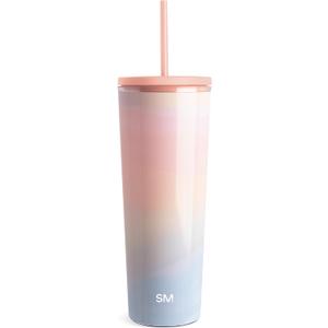 Simple Modern Plastic Tumbler with Lid and Straw | Reusable BPA Free Iced Coffee Cups Double Wall Smoothie Cup | Gifts for Women Men Him Her | Classic Collection | 24oz | Sherbet Swirl