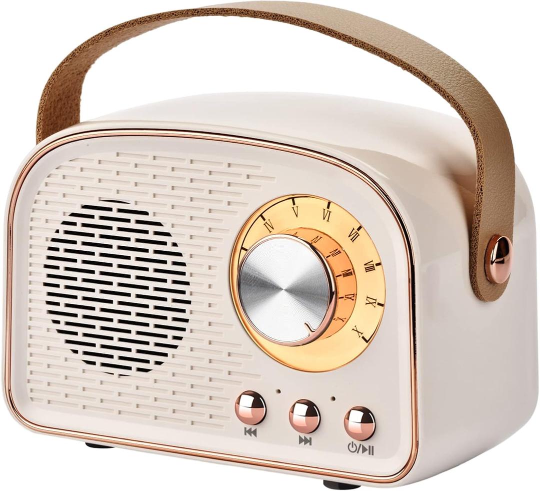 Retro Bluetooth Speaker,Wireless Vintage Speaker,Outdoors Wireless Portable Bluetooth Speaker Supports TWS Pairing/U-Disk/TF Card/AUX for Home,Travel,Outdoor (White)