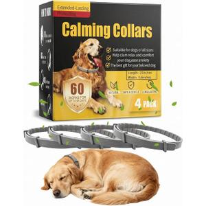 Calming Collar for Dogs 4 Pack,Dog Collar for Anxiety and Stress Relief During Fireworks,Thunderstorms & Separation,60-Day Long-Lasting 25" Adjustable Flexible Calm Collar for All Dog Sizes
