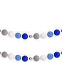 Hanukkah Pom Pom Garlands - Hanukkah Decorations - Chanukah Blue Dark Blue Grey Silver Bead White Felt Ball Garlands for Home Tree Mantle - Chanukah Jewish Party Indoor Outdoor Hanging Decor
