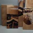 VVOVV Wall Decor Basketball Wall Decor Teen Boys Room Decor Rustic Basketball Painting Framed Canvas Prints Ready to Hang Large 4 Panels Overall 48x34Inch