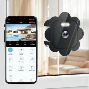 2.5K Window Camera,2.4GHz & 5GHz WiFi Indoor Cameras for Home Security with Full Color Night Vision,24/7 Recording,Motion Detection,Compatible with Alexa,2-Way Audio, Siren, Easy & Quick Installation (Black)