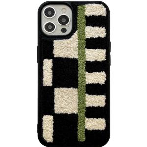 Furry Checkered Phone Case for iPhone 15 Pro Max 6.7''2023,Soft Fluffy Aesthetic Carpet Furry Case Plaid Shockproof Protective Cover for Cool Girls Women(Checkerboard)