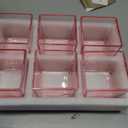 Square Glass Vases Set of 6, 4" x 4" x 4" Square Flower Vases for Centerpieces, Pink Vase for Flowers, Small Vase for Wedding, Party, Home Office Decoration