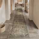 Brown Runner Rug 3x10 Vintage Area Carpet Hallway Long Indoor Kitchen Washable Living Room Low Pile Traditional Distressed Retro Accent Throw Rug Non Slip Laundry Bathroom Office Dining Room