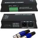 AKEPO LED DMX 4CH Digital Display Decoder, Dimming Driver LED DMX512 Decoder for RGBW Strip Light DC12-24V 4A/CH (4 Channel with Display)