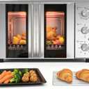 40.1QT Countertop Oven, 1600W French Door Toaster Oven With 3 Knobs, Silver, Extra Large