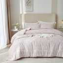 MKXI Luxury Comforter Set Leopard Print Queen Size Comforter Set Animal Cheetah Pattern Pink White Floral Bed Comforter Cute Leopard Aesthetic Comforter Bedding Set for All Season