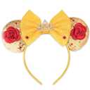 LYLIN Mouse Ears, Princess Mouse Ears Headband with Bow for Women & Girls, Princess Headband Hair Accessory for Birthday Halloween Christmas Parties Cosplay Accessories Party Decorations (Yellow Crown)