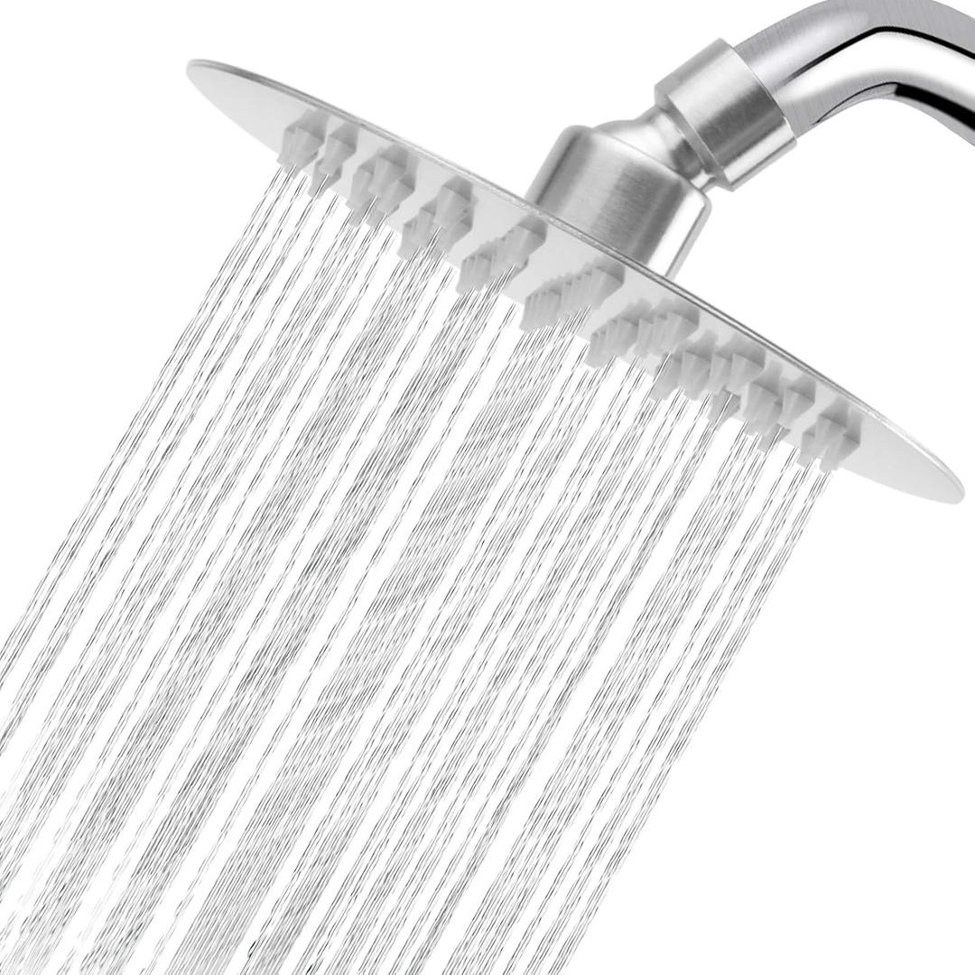 NearMoon Rain Shower Head, Ultra-Thin Design-Pressure Boosting, Awesome Some Experience, High Flow Stainless Steel Rainfall Head (6 Inch,Brushed Nickel)