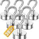 DIYMAG Magnetic Hooks, 30lbs+ Magnet Hook 2026 Cruise Cabin Ship Essentials N52 Heavy Duty Strong Magnets Refrigerator Fridge Hanging for Classroom Beach Vacation Kitchen Grills Home 6 Pack (Silver)