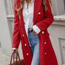 IDEALSANXUN Womens Long Wool Coat for Women Fall Winter Trench Coat Trendy Jackets (Red, L)