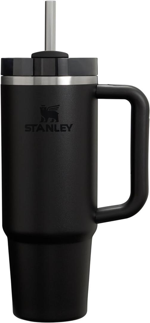 Stanley Quencher H2.0 Tumbler with Handle and Straw 30 oz | Flowstate 3-Position Lid | Cup Holder Compatible for Travel | Insulated Stainless Steel Cup | BPA-Free | Black 2.0 (30 Ounces)