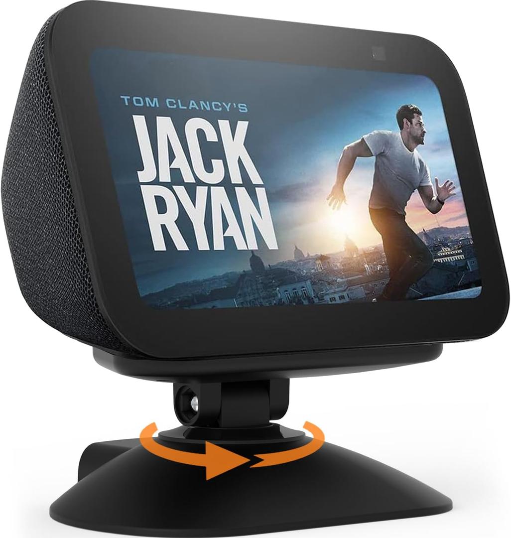 Swivel and Tilt Stand for Echo Show 5 (3rd Gen) - Viewing Angle Adjustable Stand for 5" Smart Display & Cell Phone with 280 Degree Rotating Base and Magnetic Attachment (Black)