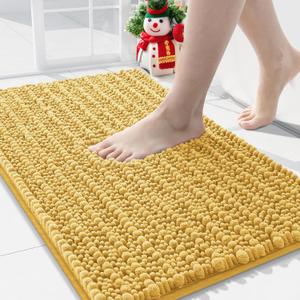 Arotive Luxury Chenille Bathroom Rug Mat, Extra Soft Thick Absorbent Shaggy Bath Rugs, Non-Slip Machine Wash Dry, Plush Bath Mats for Bathroom, Shower and Tub, 36x24, Yellow