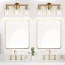 Zarbitta 3-Light Bathroom Light Fixtures, Brushed Brass Bathroom Wall Lights with Clear Glass Shade, Modern Bathroom Wall Lamp for Mirror Kitchen Living Room Hallway Cabinet