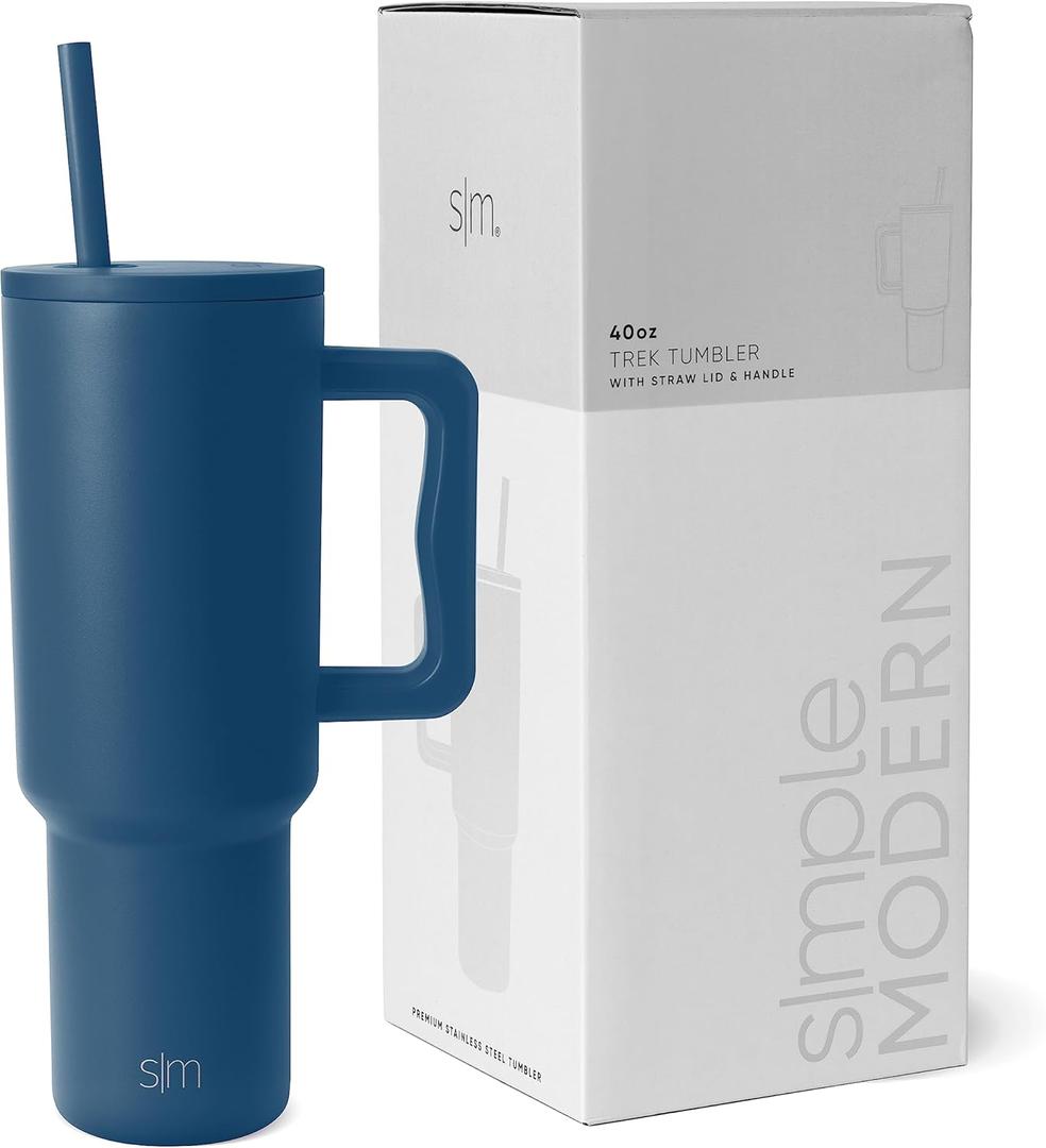Simple Modern 40 oz Trek Tumbler with Handle and Straw Lid | Cup Holder Friendly Insulated Stainless Steel Travel Mug | Slumberland (40 Ounces, -Slumberland)