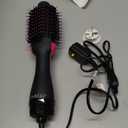 Dual Voltage Hair Dryer Brush with Negative Ion Anti-frizz Styler - Hot Air Volumizer for 110V-120V/220V-240V European and Travel Use (Black/Rose Red)