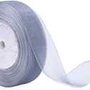 Aitoubil 1 Inch Shimmer Sheer Organza Ribbon,Fabric Ribbons for Bouquets Garland,Wedding,Gift Wrapping,Hair,Crafts,Decoration 50yards (Grey), Pack 2