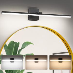 32" LED Bathroom Vanity Light (3000K/4000K/6000K, Dimmable), Black Modern Bathroom Light Fixture Over Mirror, Vanity Light Bar for Bathroom with Angle Adjustable (32", Black)